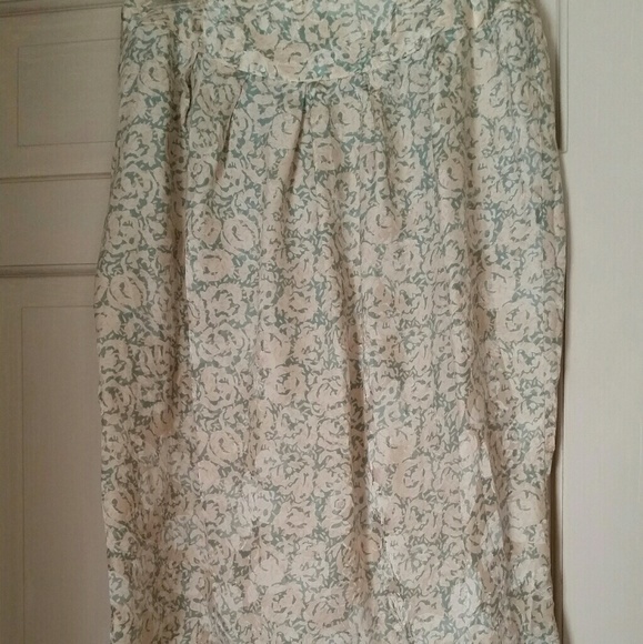 SK Company Cream and mint Green Silk Skirt 12p - Picture 1 of 3